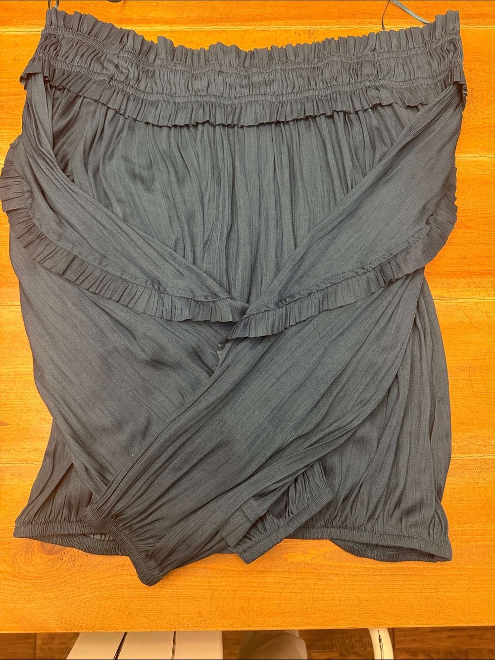 Evereve Slate Blue Off-Shoulder Ruffle Top